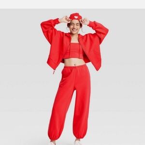 Joy Lab Women's Fleece Mid-Rise Cinched Jogger Sweatpants Side Pockets